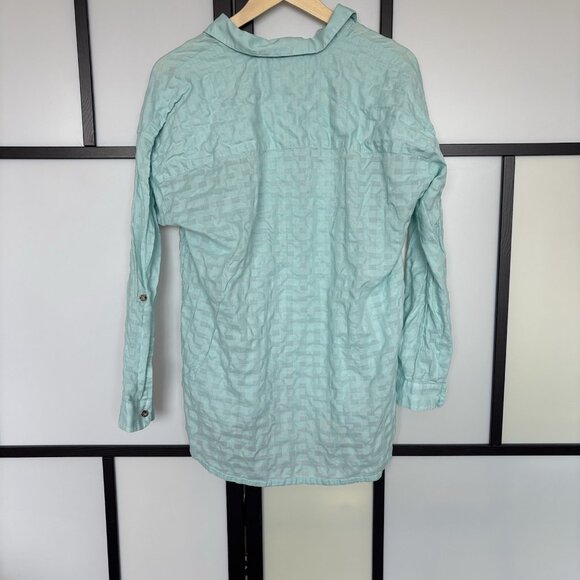 J. Jill Textured Plaid Shirt Tunic M Mint Green Largenlook Coastal Beachy - Picture 12 of 16